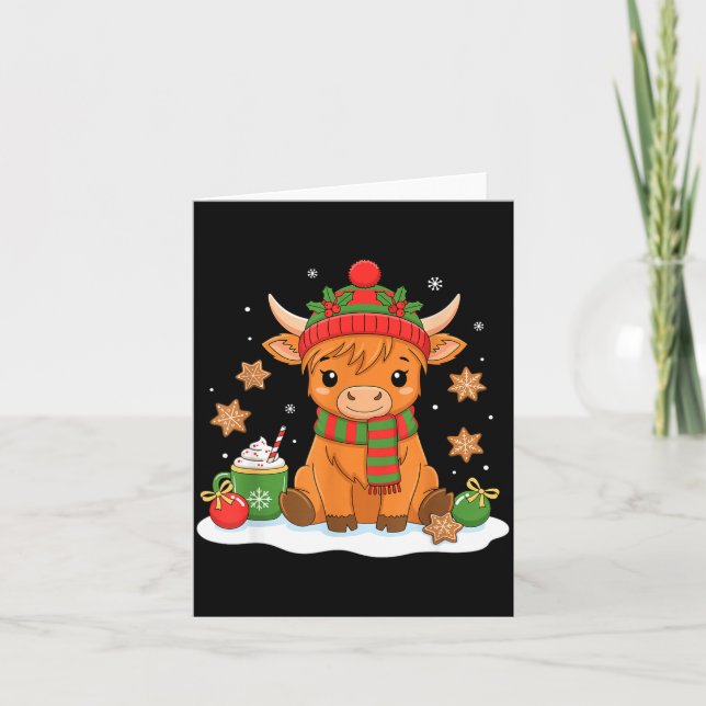 Cartão Cute Christmas Highland Cow Lover Xmas Women Farm  (Frente)