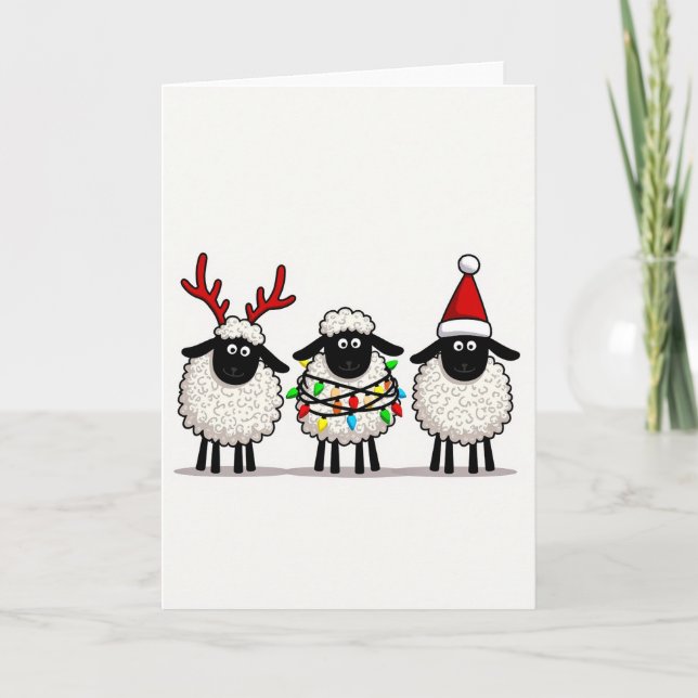 Cartão Cute Christmas Sheep Greeting Card (Frente)