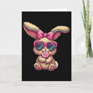 Cartão Cute Coelhinho de Páscoa Pirulito Coração Gles Dia