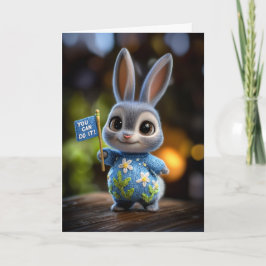 Cartão Cute Coelho Bebê de Suéter Floral Encorajamento