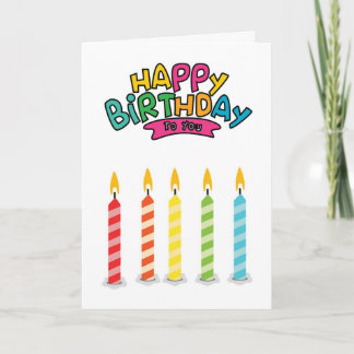 Cartão Cute Colorful Birthday Candles Greeting Card
