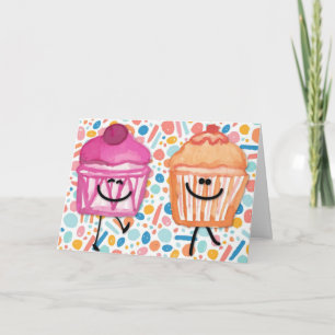 Cartão Cute Colorful Cupcake Birthday Card