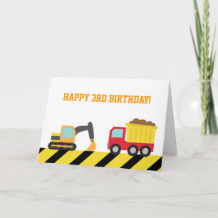 Cartão Cute Construction Vehicles for Birthday Boy