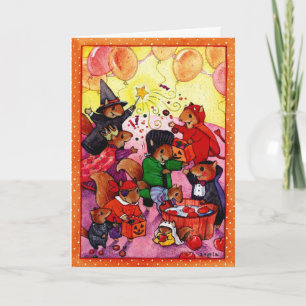 Cartão Cute costume squirrels Halloween customizable card