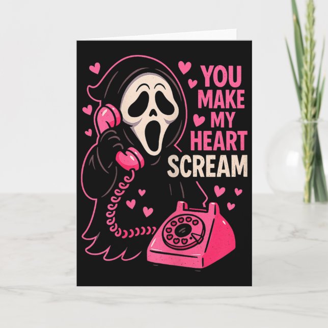 Cartão Cute Creepy Horror Make My Heart Scream Valentine’ (Frente)