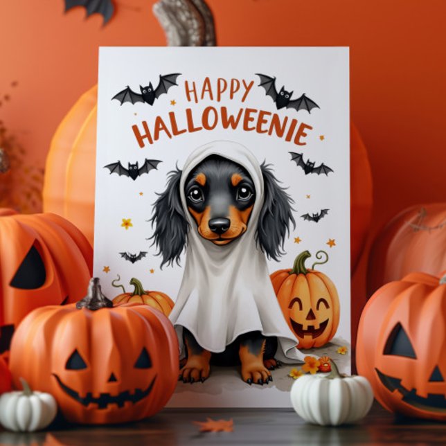 Cartão Cute Dachshund Halloween (Criador carregado)