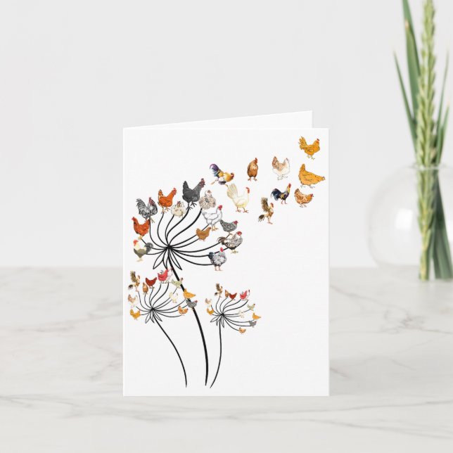 Cartão Cute Dandelion Chickens Lover Shirts For Women Gir (Frente)