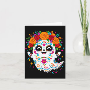 Cartão Cute dia de los mortos fantasma halloween floral
