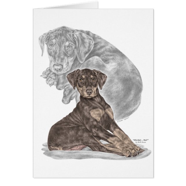 Cartão Cute Doberman Pinscher Puppy (Frente)