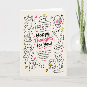 Cartão Cute Doodles Pensando Em Você Saudação De Boas Vib