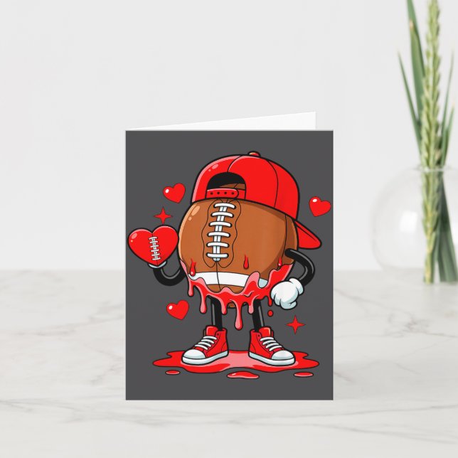 Cartão Cute Dripng Football Lover Heart Valentines Day Bo (Frente)