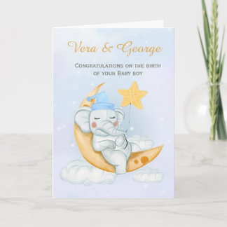 Cartão Cute Elephant Congratulations A New Baby Boy 