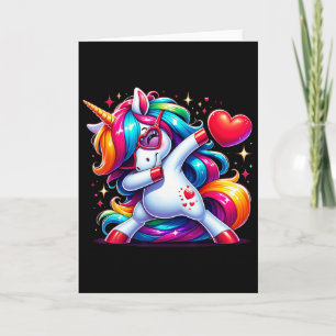 Cartão Cute Engraçado Unicórnio Legal Dabbing Coração Dia