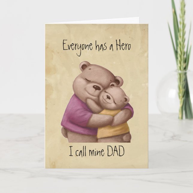 Cartão Cute Father's Day, Dad my Hero, Bear Family Card (Frente)