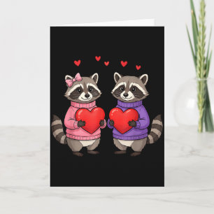 Cartão Cute Feral Raccoon Dia dos Namorados Coração de Am
