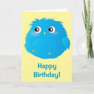 Cartão Cute Fluffy Bird Birthday Card