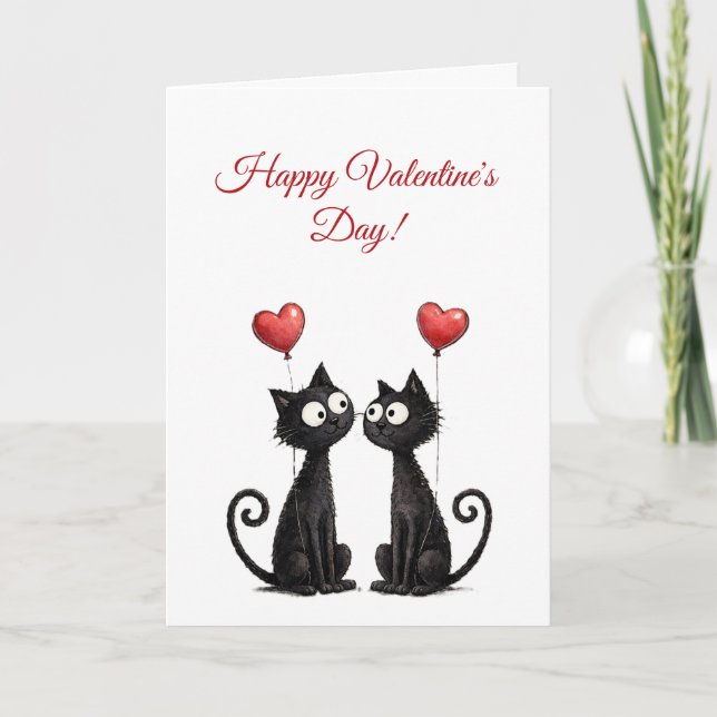 Cartão Cute Funny Cat Valentine Folded Greeting Card (Frente)
