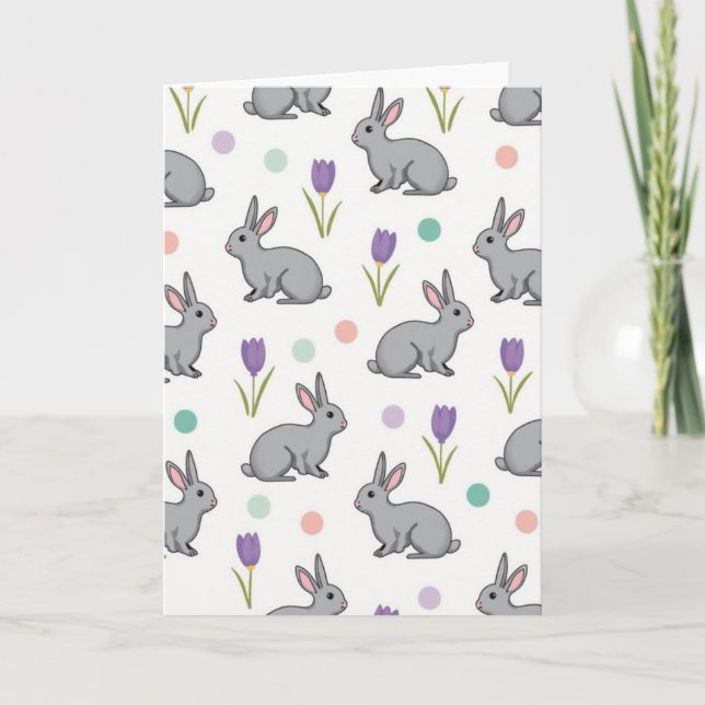 Cartão Cute Furry Friends Pattern Card (Frente)