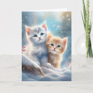 Cartão Cute Gatinhos Winter Wonderland