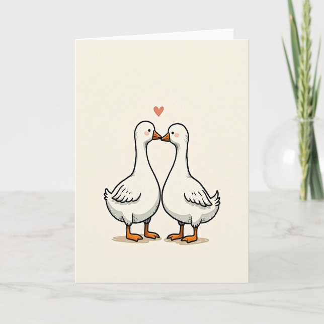 Cartão Cute Geese Couple Love Card (Frente)