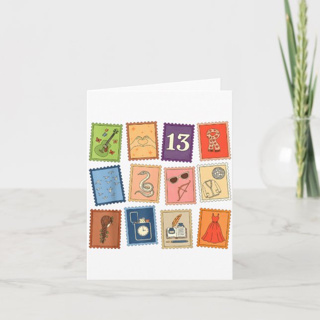 Cartão Cute Girly Christmas Pajama Music Album Stamp Aest (Frente)