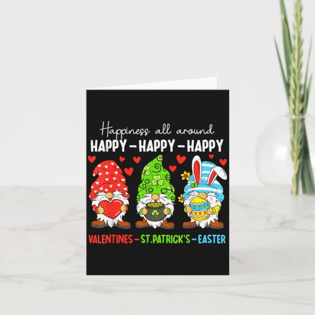 Cartão Cute Gnome Happy Valentines St Patricks Easter Hol (Frente)