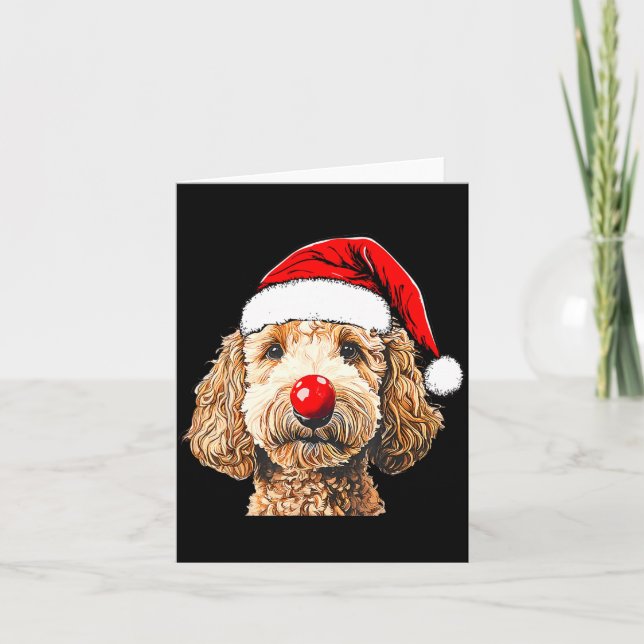 Cartão Cute Goldendoodle Dogs Christmas Santa Golden Dood (Frente)