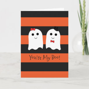 Cartão Cute Halloween Couple Ghosts Greeting Card