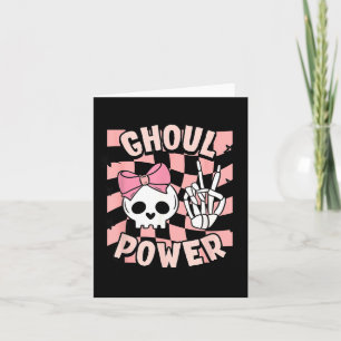Cartão Cute Halloween Garota Divertida Ghoul Power Caveir