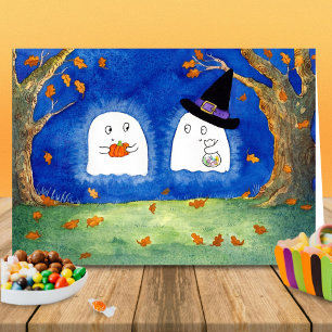 Cartão Cute Halloween ghosts greetingcard by Nicole Janes