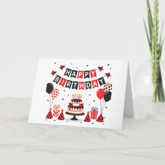 Cartão Cute Happy Birthday ladybug theme