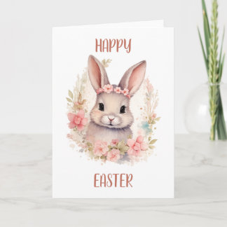 Cartão Cute Happy Easter Greeting Card with Bunny 
