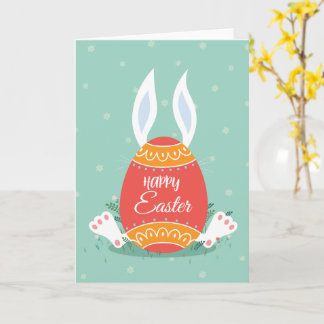 Cartão Cute Happy Easter Greeting Card with Bunny and Col