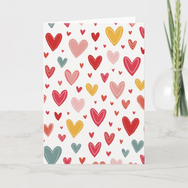 Cartão Cute Hearts Love Greeting Card (Frente)