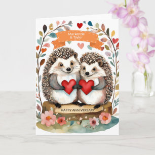 Cartão Cute Hedgehogs Hedgehugs personalizou o aniversári