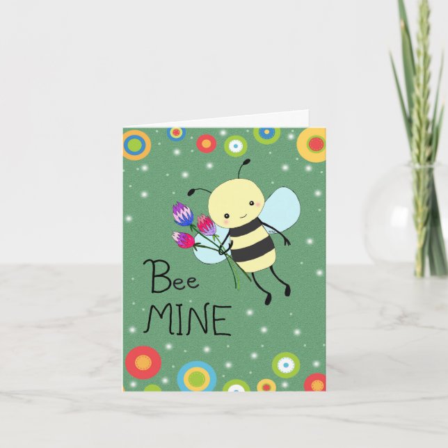 Cartão Cute Honey Bee Easy Custom Message Valentines day (Frente)