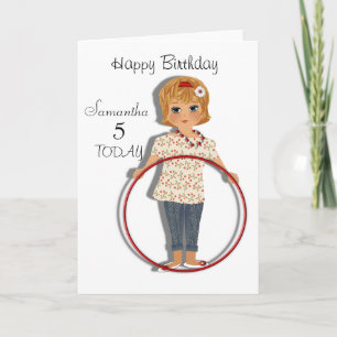 Cartão Cute Hula Hoop Girl Personalised Birthday Card