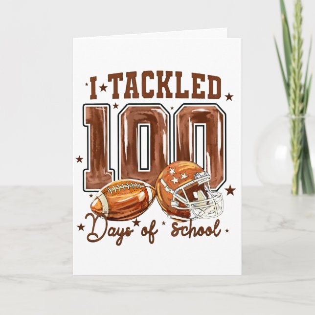 Cartão Cute I Tackled 100 Days School Football Kids (Frente)