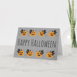 Cartão Cute Jack O Lanterna Pumpkin Orange Boarder