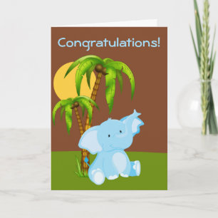 Cartão Cute Jungle Baby Elephant Boy Greeting Card