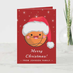 Cartão Cute Kawaii Bola de Basquete Vermelha e Espelhada 