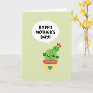 Cartão Cute Kawaii Cactus Family Mother's Day