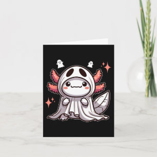 Cartão Cute Kawaii Fantasma de Halloween Axolote 