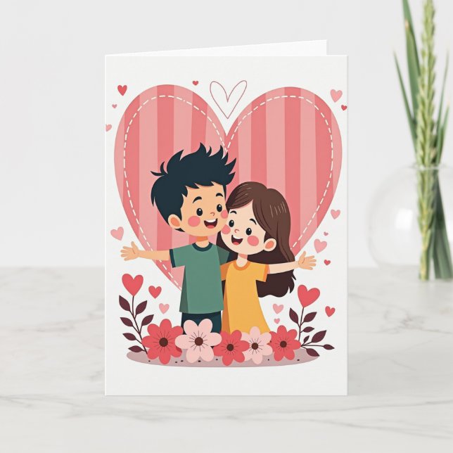 Cartão Cute Kids Valentines Hug Card (Frente)