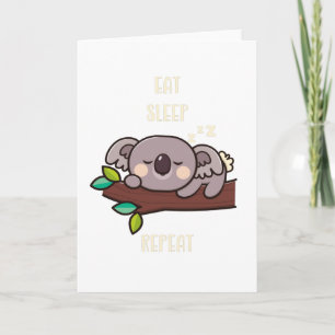 Cartão Cute Koala Come Sono Repete Animais Engraçados