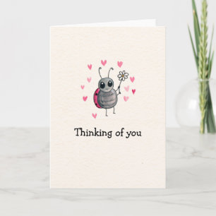 Cartão Cute Ladybug and Daisy Thinking of you Card