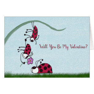 Cartão Cute Ladybug Professando Sua Pintura De Amor
