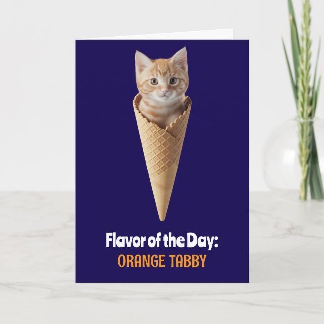 Cartão Cute Laranja Tabby Cone Saudação (Frente)