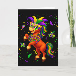 Cartão Cute Mardi Gras Cavalo Amantes Terça-feira Gorda N