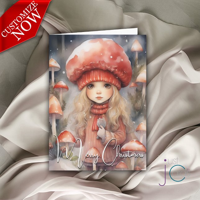 Cartão Cute Natal Fungi Pixie  (Customizable text )